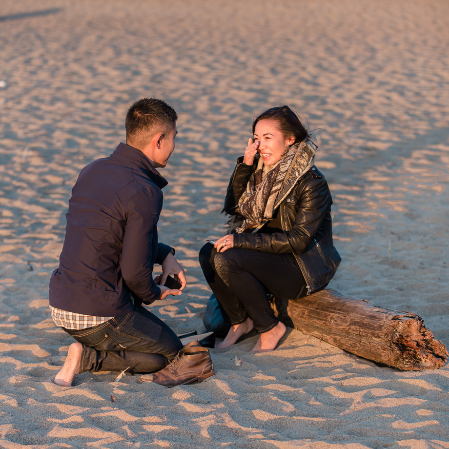 girl wiping her tears after she said yes