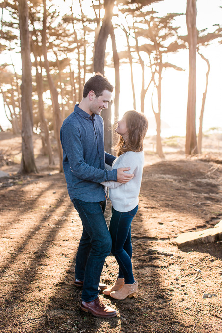 San Francisco cypress tree sunset engagement photo