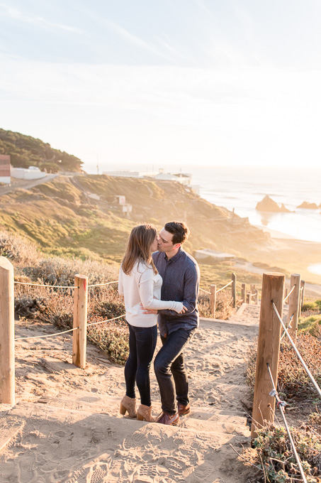 sutro baths hiking trail sunset engagement photo