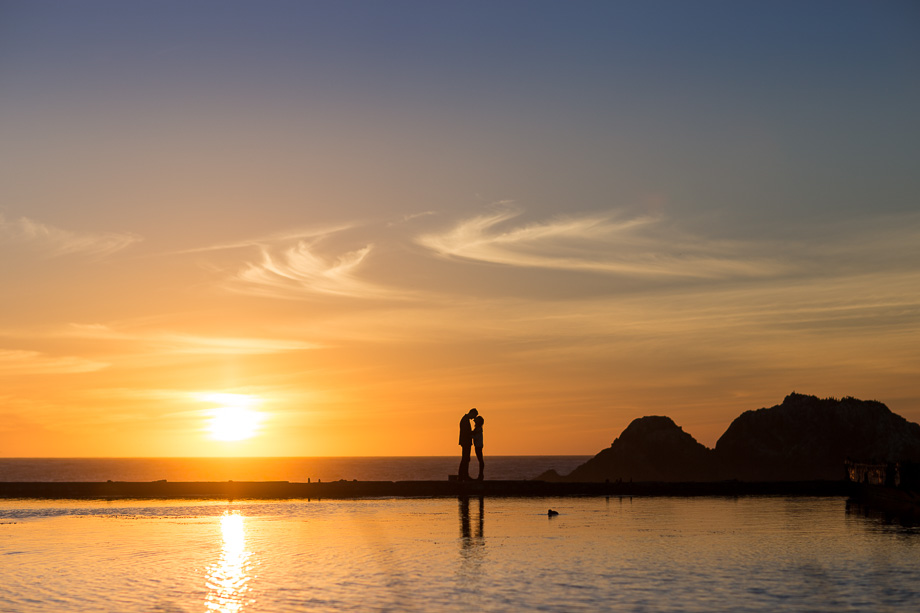 San Francisco sunset silhouette engagement photo