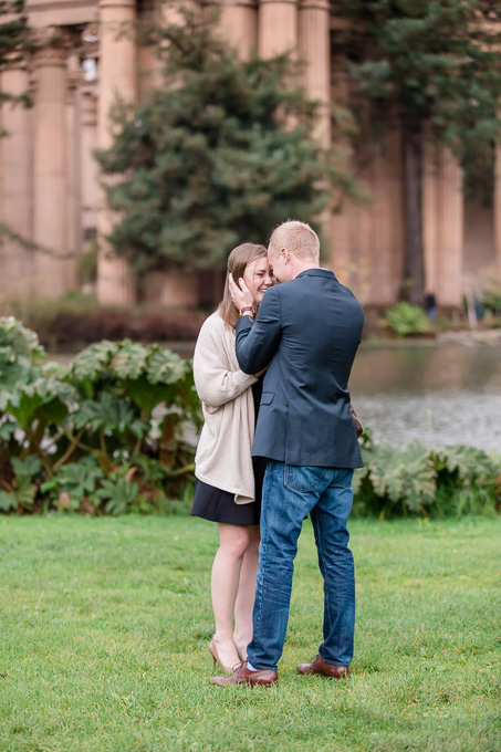the newly engaged couple celebrating their engagement