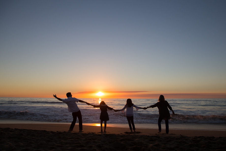 sunset silhouette family photo