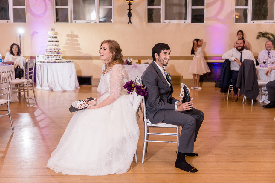 groom thinking hard for the shoe game