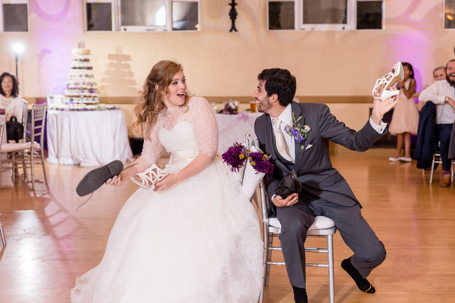 a fun moment at the reception shoe game