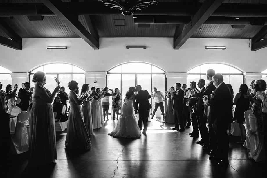 bride and grooms grand entrace to the reception hall as husband and wife