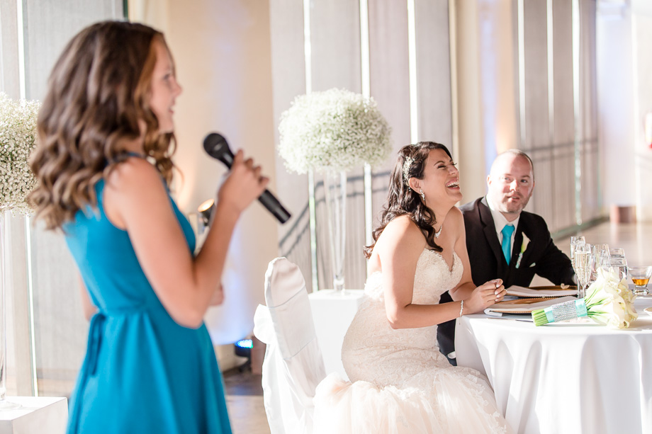 super fun guest speech at the wedding reception - precious reaction