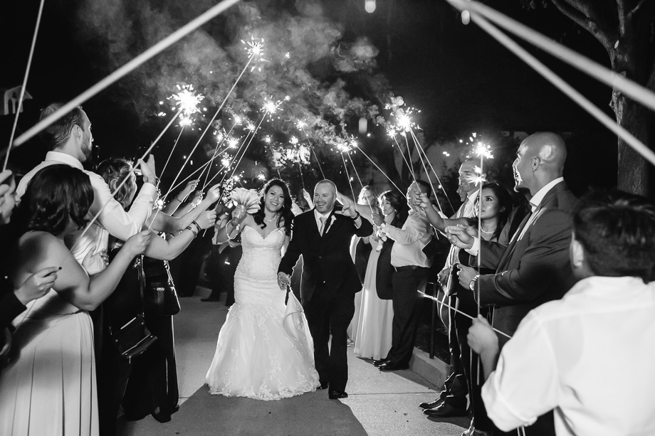 a romantic sparkler send off at the Bridges Golf Club