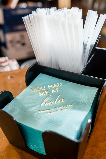 tiffany blue and gold personalized wedding napkin