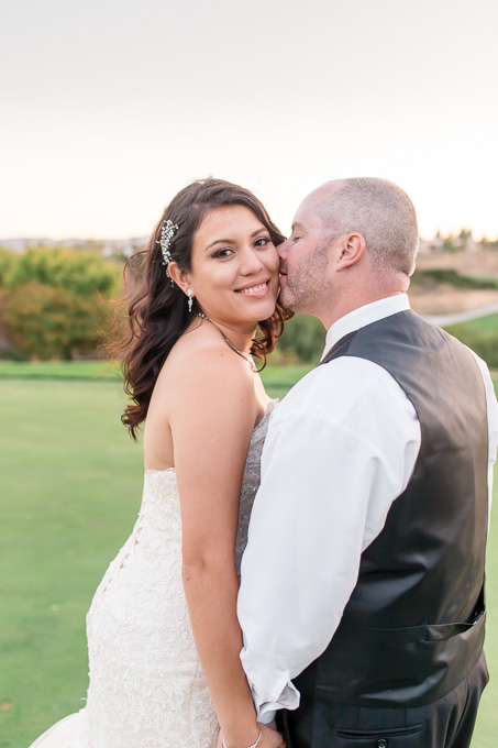 golf course wedding photo blush gown