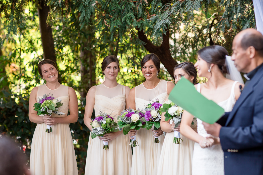 bridesmaids at the wedding ceremony
