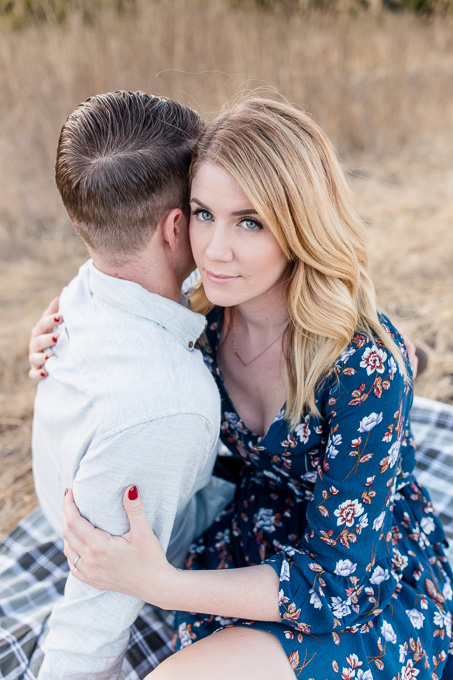 stunning engagement portrait at an open field