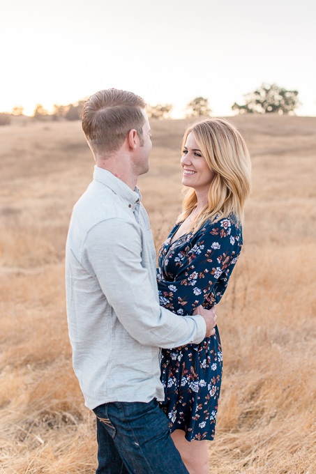 palo alto golden open field engagement photo at arastradero - bay area wedding photographer
