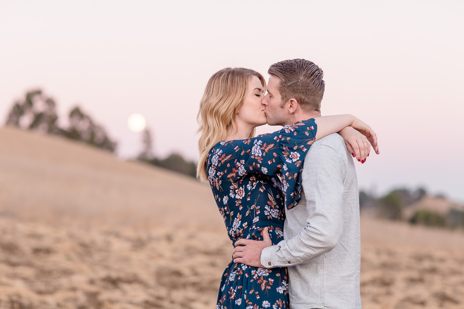 full moon engagement photo