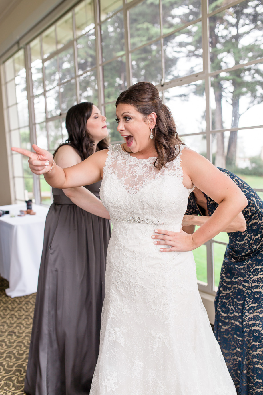 happy bride getting ready