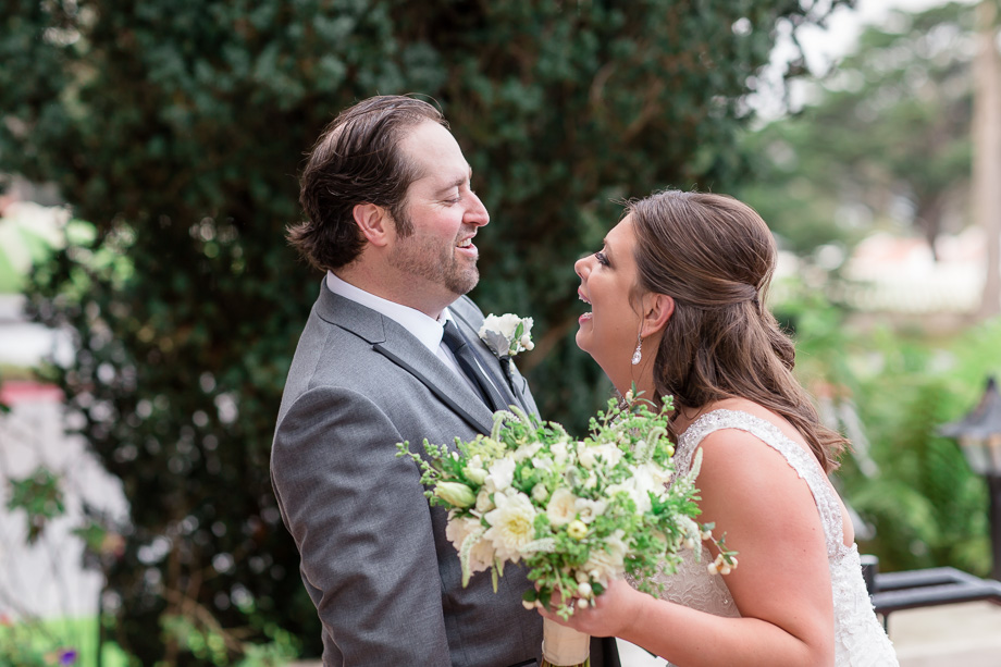 bride and groom were so happy to see each other before the wedding ceremony