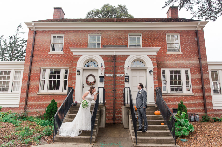 cute bridal and groom photo at the Presidio