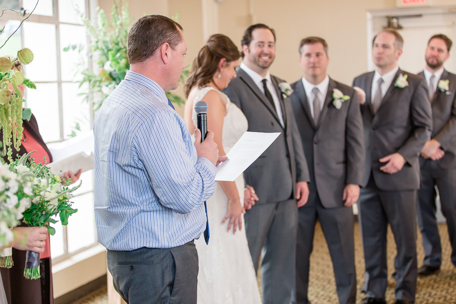 family member making a speech at the ceremony