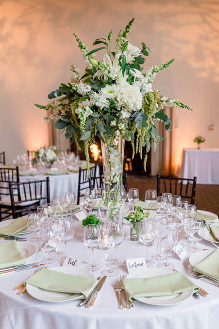 tall centerpiece arrangement at the Golden Gate Club at Presidio