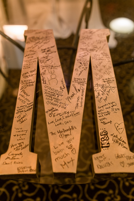 giant metallic letter - wedding guest sign in idea