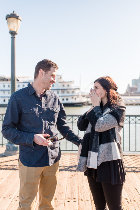 still couldnt believe what just happened - cute moment after a San Francisco wedding proposal