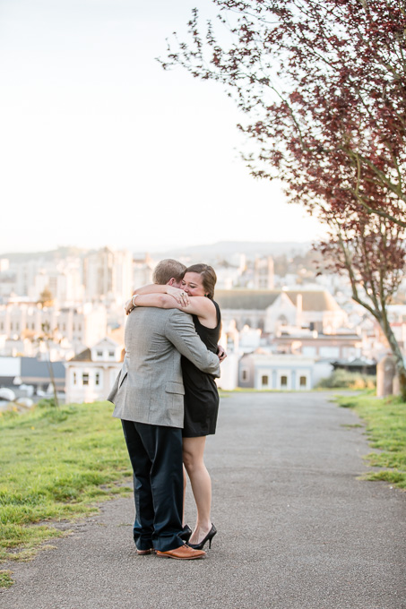 a warm hug right after she said yes to the proposal