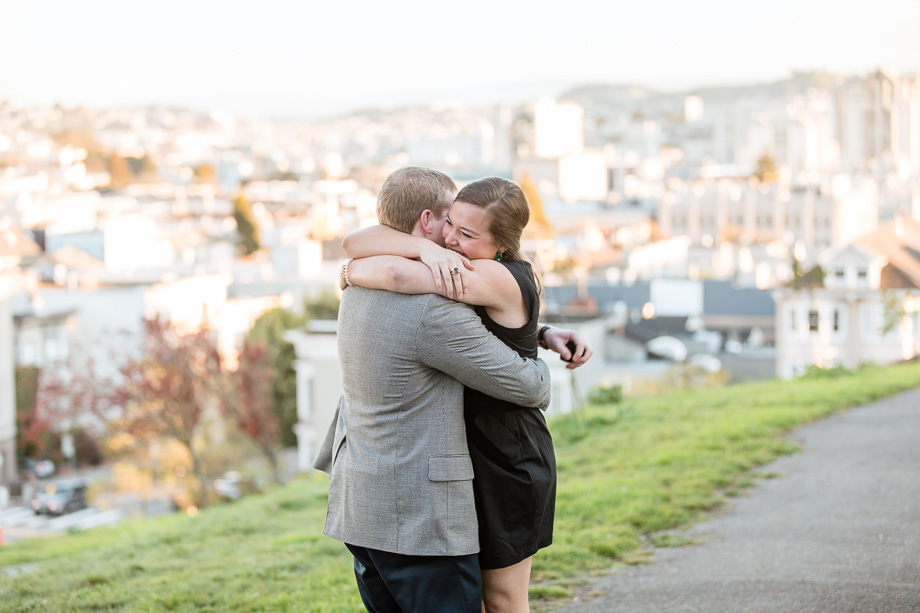 emotional hugging after getting engaged