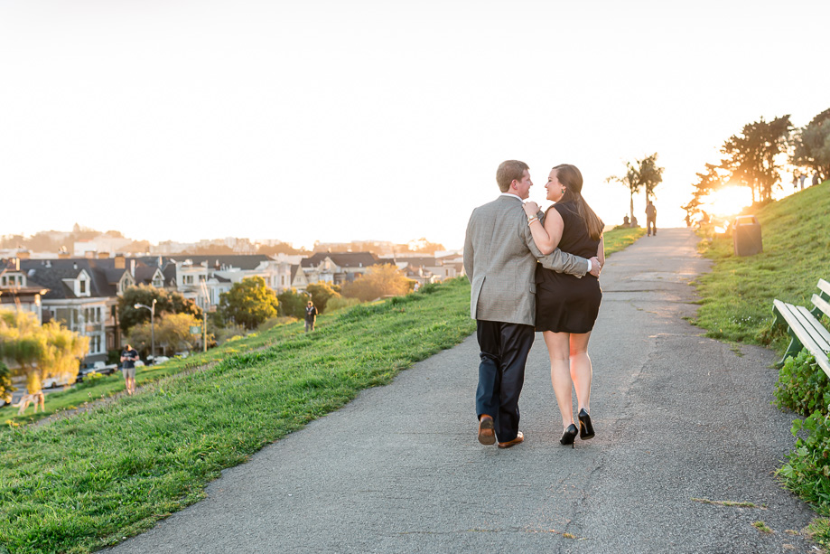 couple walking into the sunset
