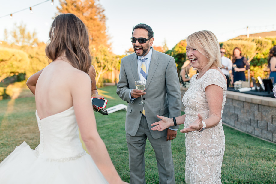 laughters everywhere at the wedding reception