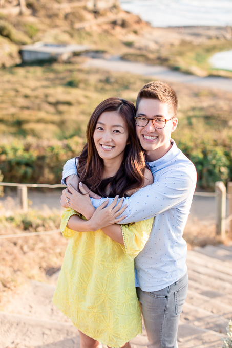 lands end engagement picture on steps