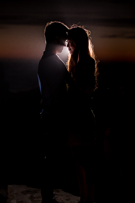 San Francisco twilight unique silhouette engagement photo