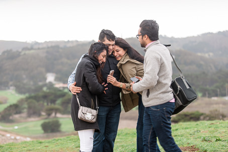 friends witnessed the proposal from a distance
