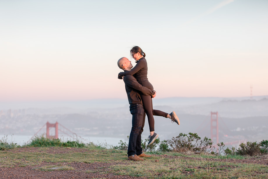 they are engaged on the top of the city