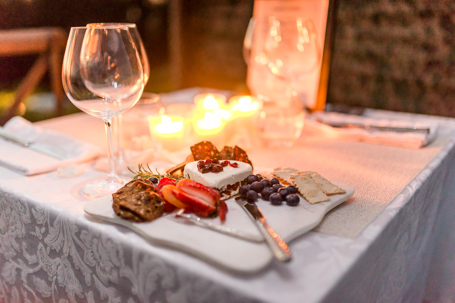 outdoor San Francisco engagement dinner setup prepared by private chefs